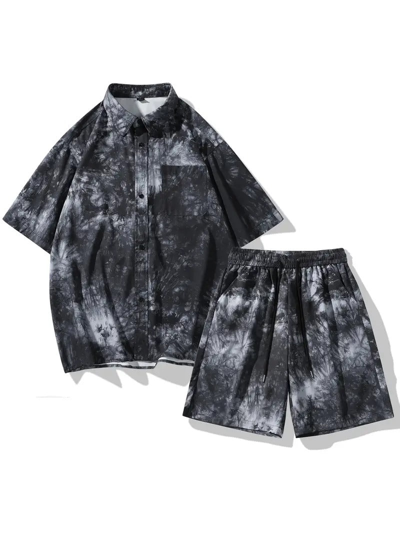 Men's Tie-Dye Print Two-Piece Set
