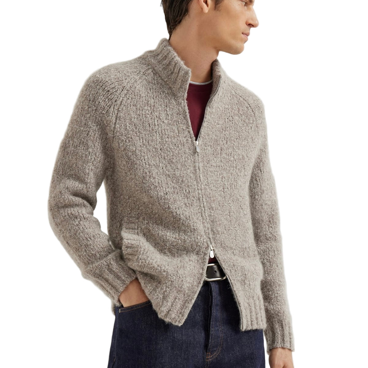 Men's Shawl Collar Cardigan with Patch Pockets