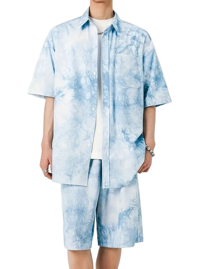 Men's Tie-Dye Print Two-Piece Set