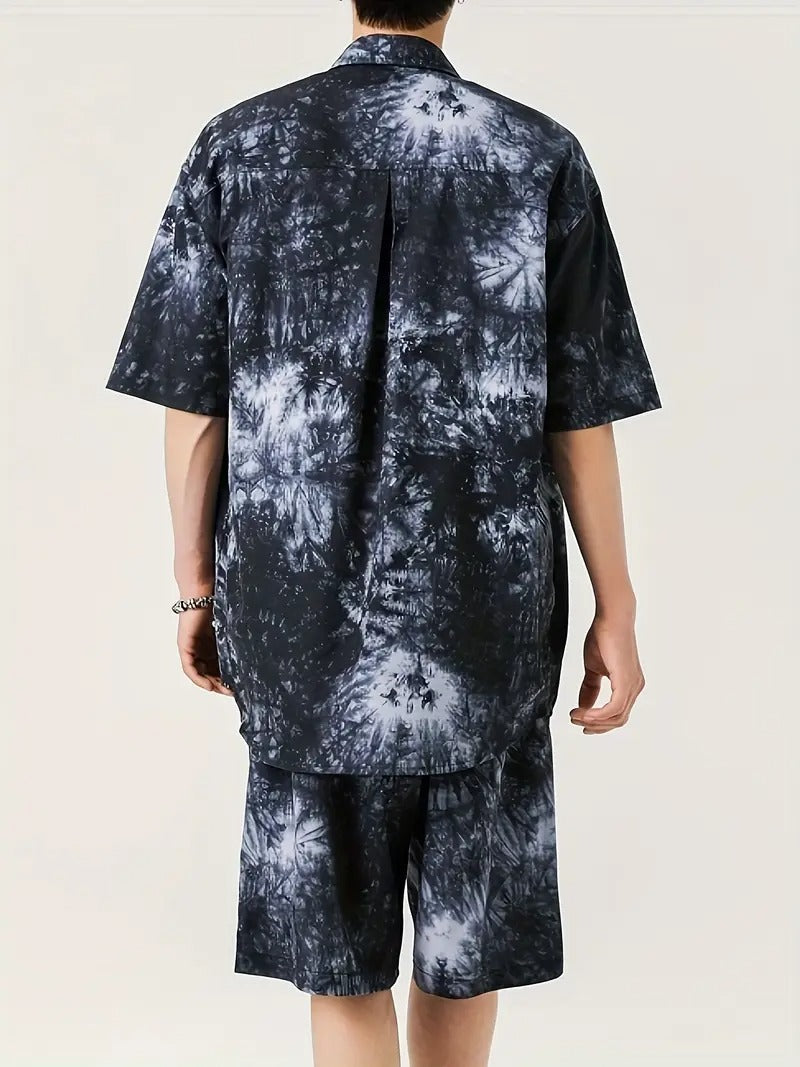 Men's Tie-Dye Print Two-Piece Set