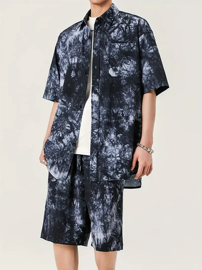 Men's Tie-Dye Print Two-Piece Set