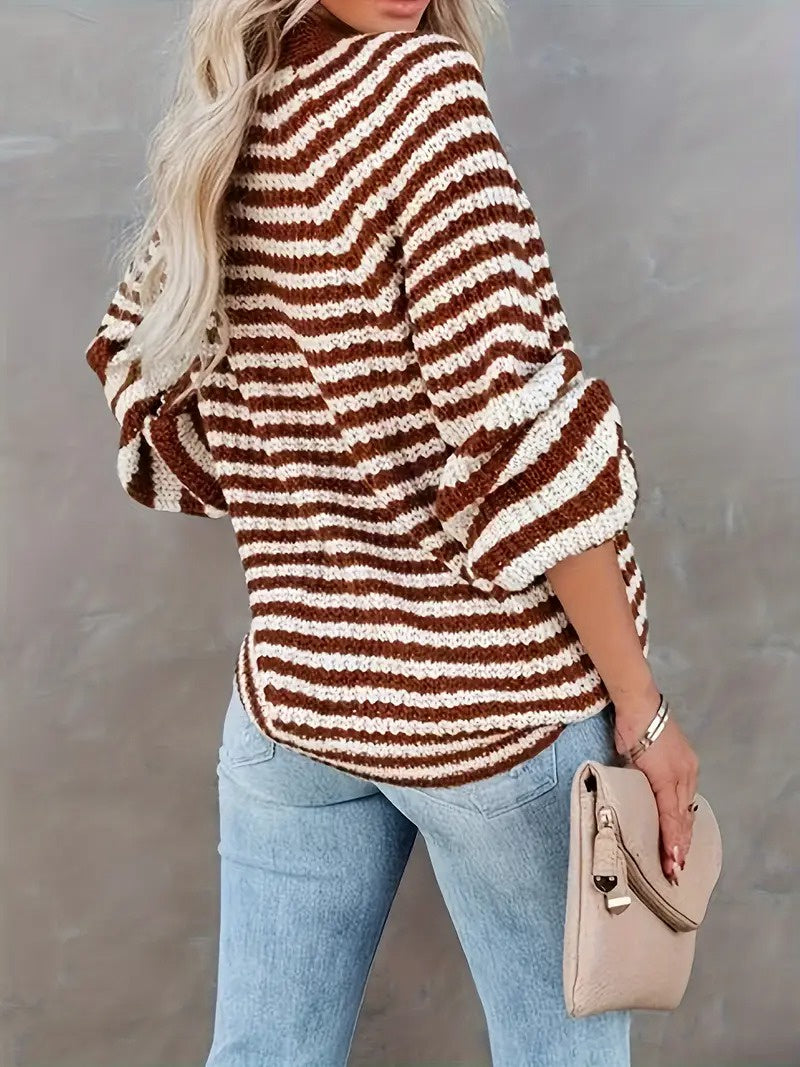 Women's Button-Down Striped Cardigan