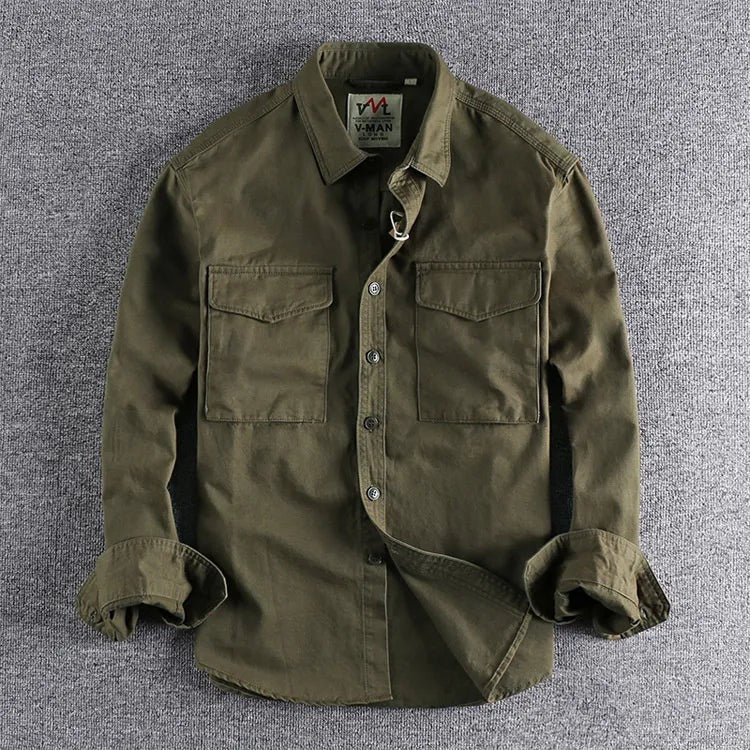 Men's Cargo Long Sleeve Shirt with Twin Chest Pockets