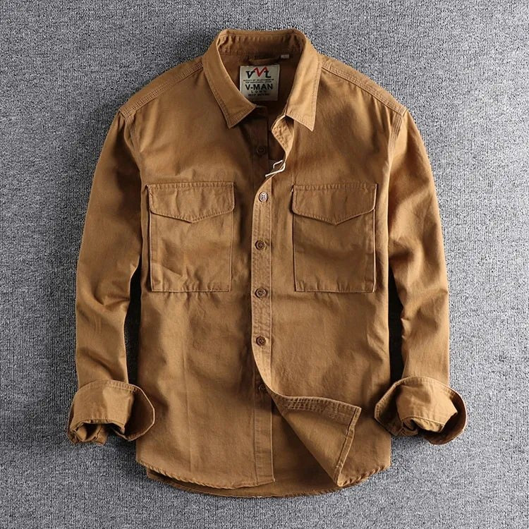 Men's Cargo Long Sleeve Shirt with Twin Chest Pockets