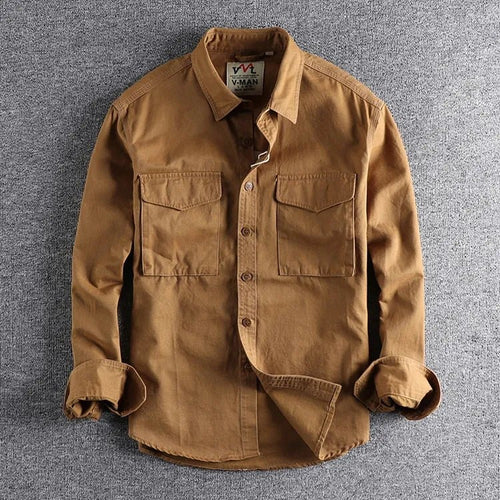 Men's Cargo Long Sleeve Shirt with Twin Chest Pockets