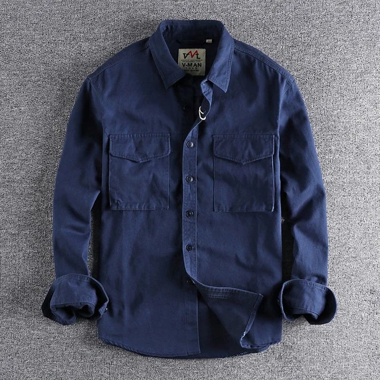 Men's Cargo Long Sleeve Shirt with Twin Chest Pockets