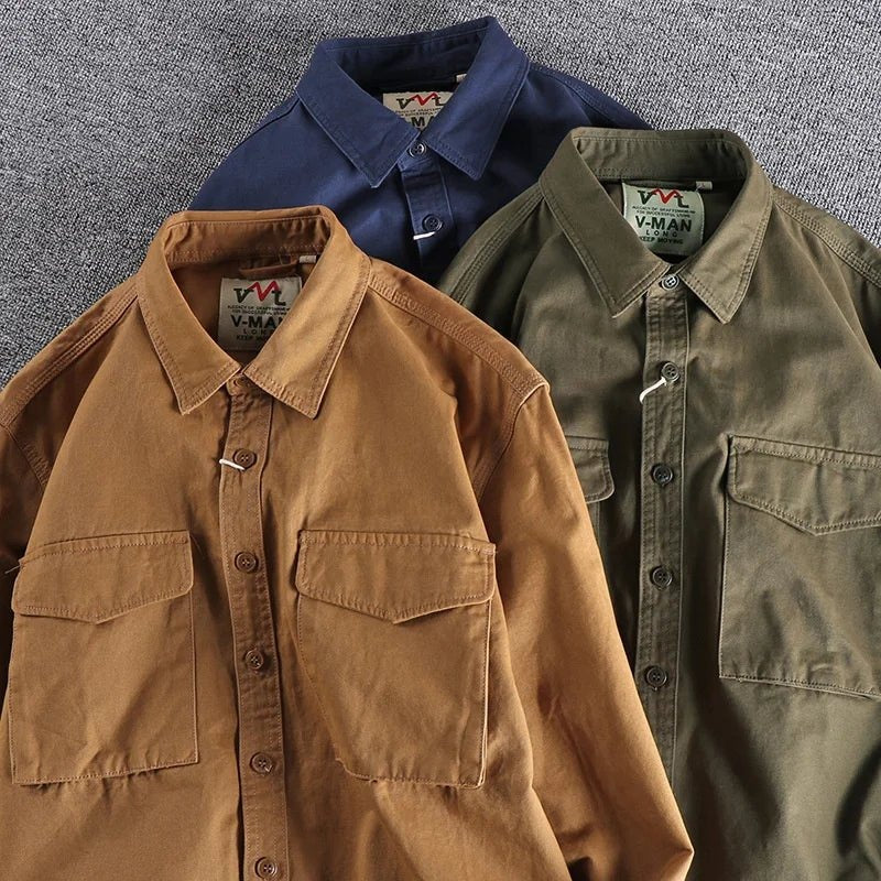 Men's Cargo Long Sleeve Shirt with Twin Chest Pockets
