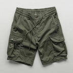 Men's Cargo Shorts with Elasticated Waistband and Drawstring and Dual Flap Side Pockets