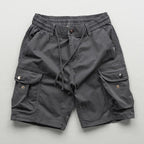 Men's Cargo Shorts with Elasticated Waistband and Drawstring and Dual Flap Side Pockets