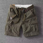 Men's Cargo Shorts with Flap Side Pockets and Button Fly Closure