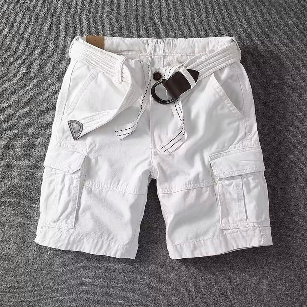 Men's Cargo Shorts with Flap Side Pockets and Button Fly Closure