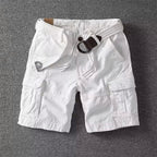 Men's Cargo Shorts with Flap Side Pockets and Button Fly Closure