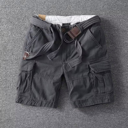Men's Cargo Shorts with Flap Side Pockets and Button Fly Closure