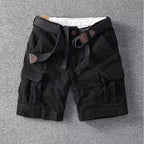 Men's Cargo Shorts with Flap Side Pockets and Button Fly Closure