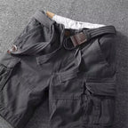 Men's Cargo Shorts with Flap Side Pockets and Button Fly Closure