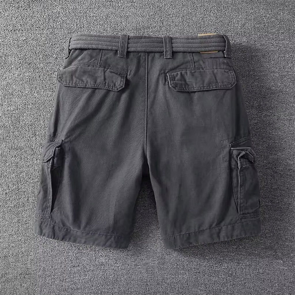 Men's Cargo Shorts with Flap Side Pockets and Button Fly Closure