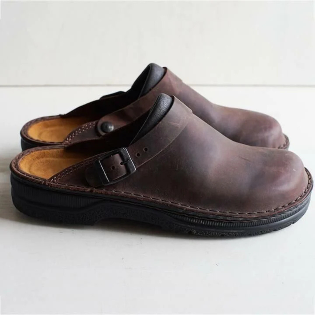 Men's Closed-Toe Clog with Side Buckle Strap and Open Back