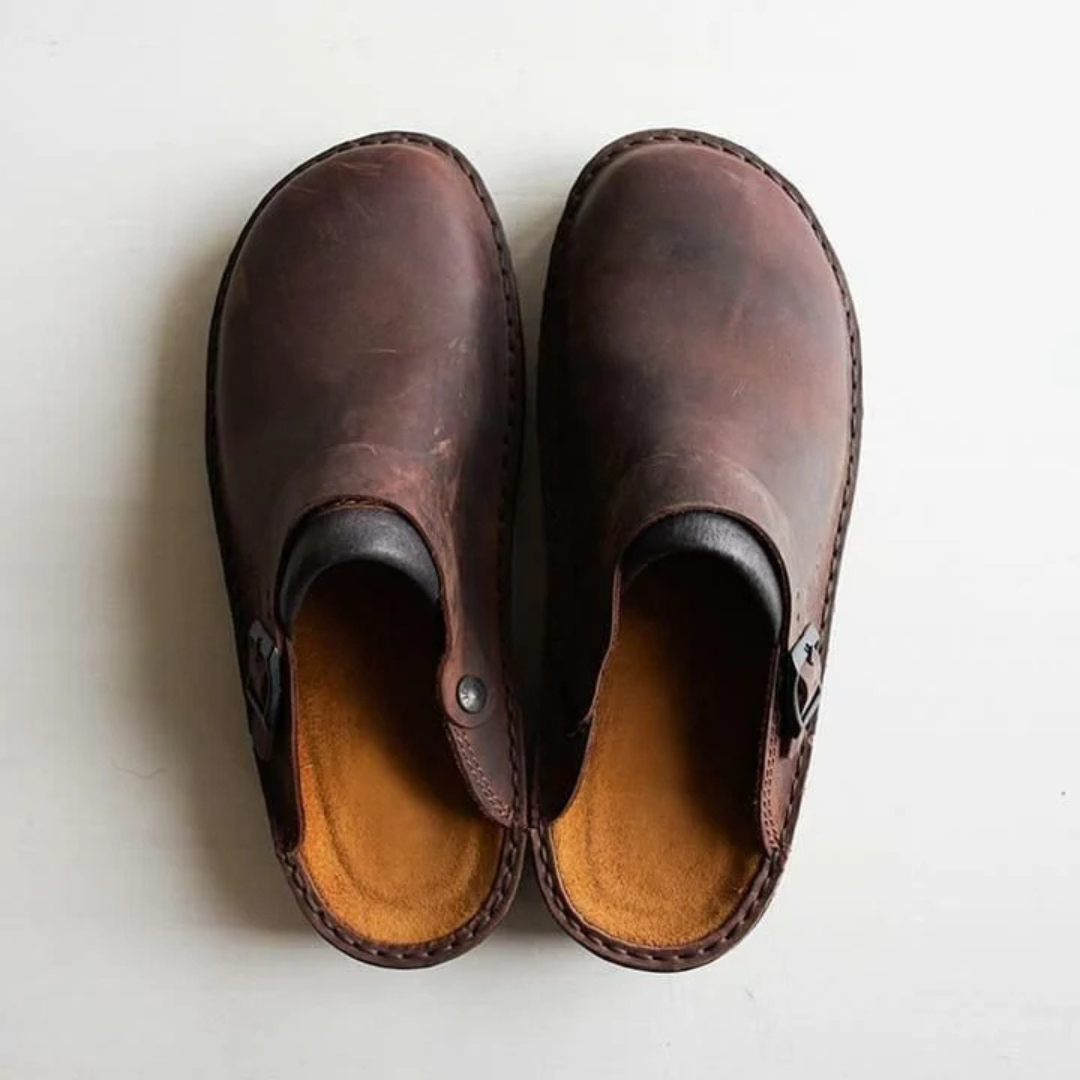 Men's Closed-Toe Clog with Side Buckle Strap and Open Back
