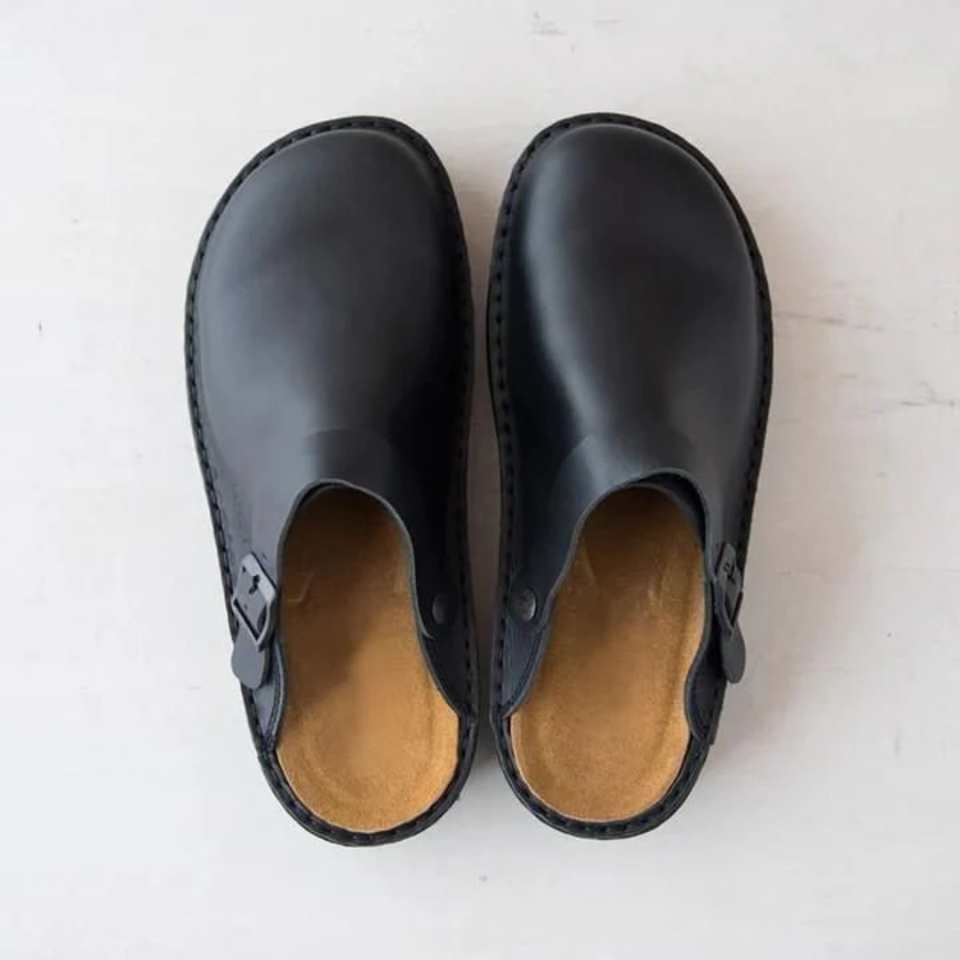 Men's Closed-Toe Clog with Side Buckle Strap and Open Back
