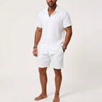Men's Co-Ord Short Set with Button-Up Shirt
