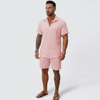 Men's Co-Ord Short Set with Button-Up Shirt