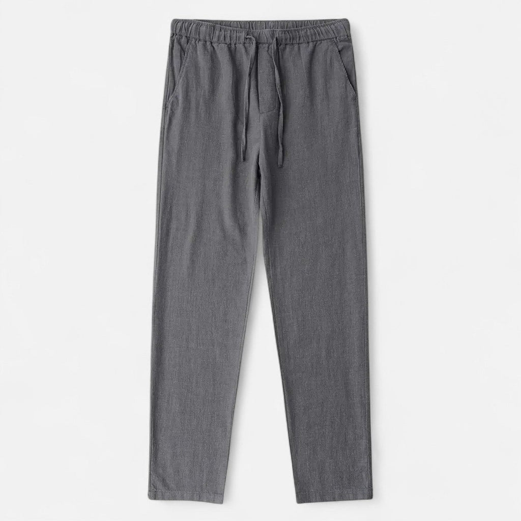 Men's Drawstring Straight-Leg Trousers with Elastic Waistband and Side Pockets
