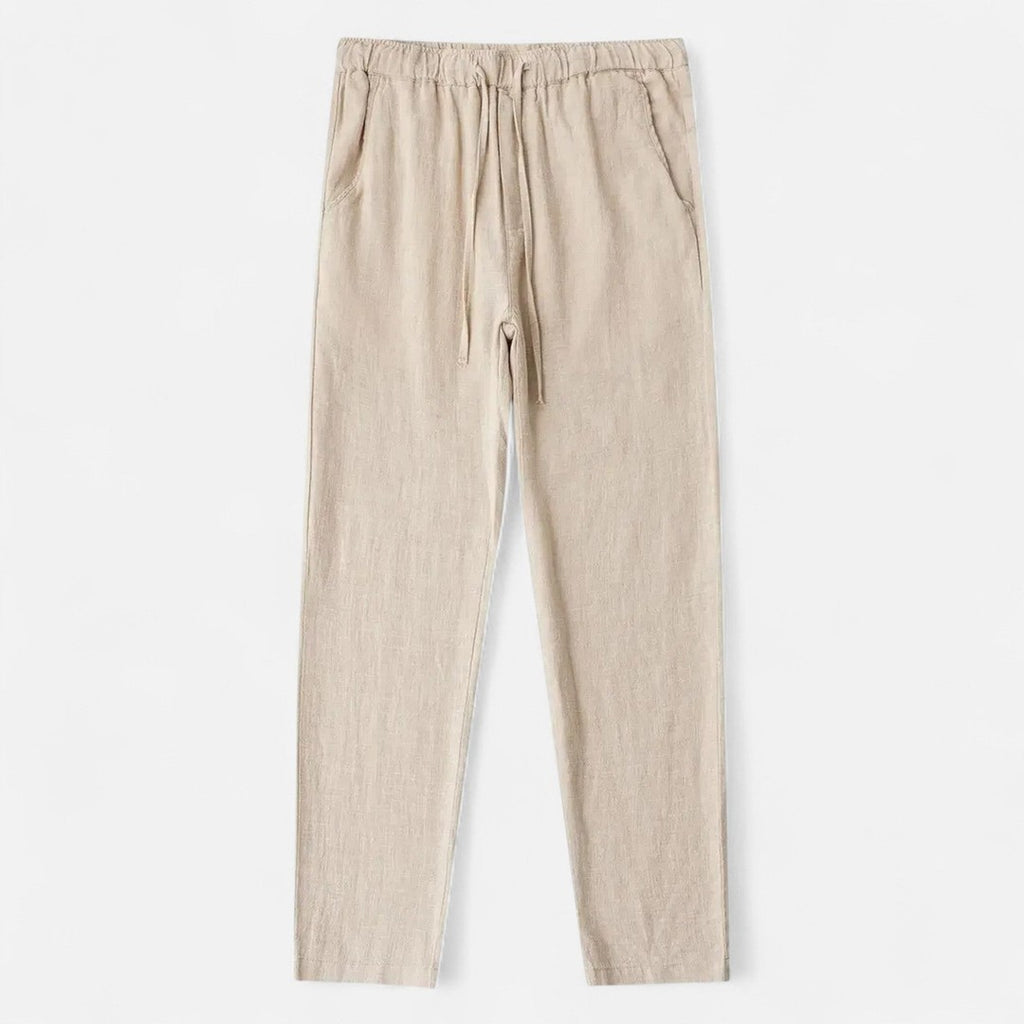 Men's Drawstring Straight-Leg Trousers with Elastic Waistband and Side Pockets