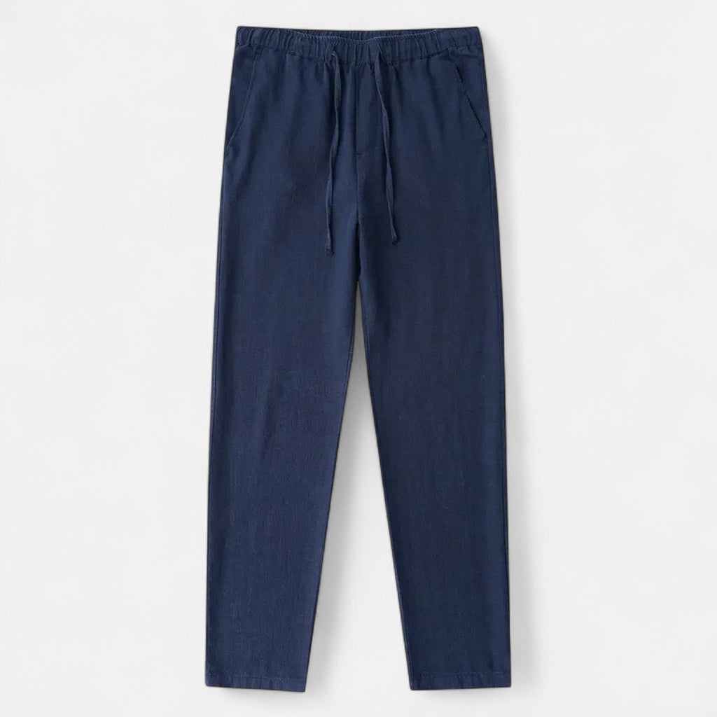 Men's Drawstring Straight-Leg Trousers with Elastic Waistband and Side Pockets