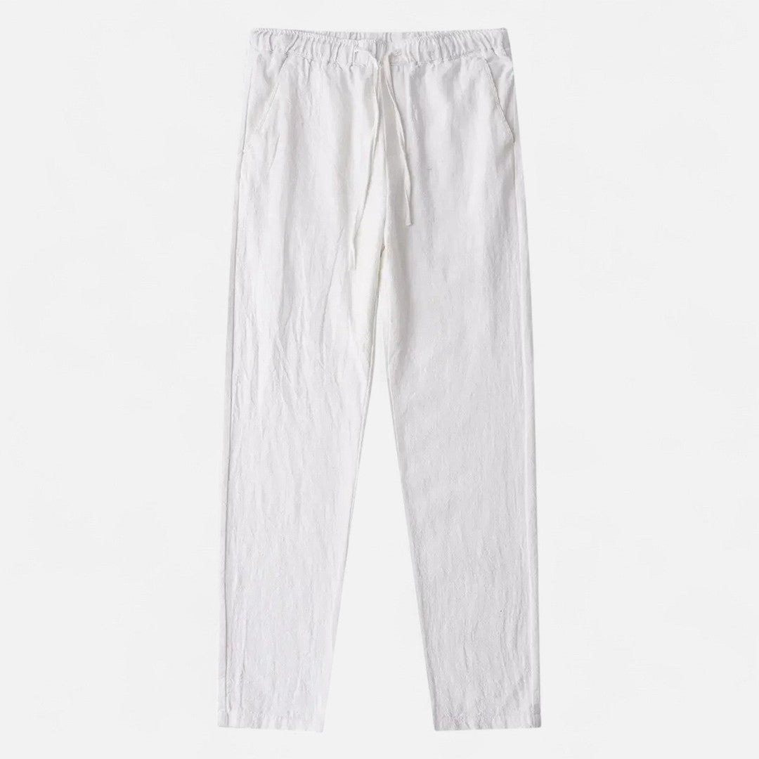 Men's Drawstring Straight-Leg Trousers with Elastic Waistband and Side Pockets