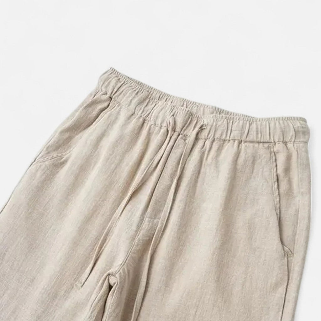 Men's Drawstring Straight-Leg Trousers with Elastic Waistband and Side Pockets