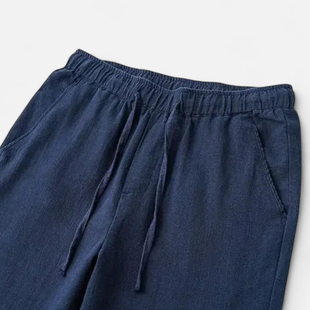 Men's Drawstring Straight-Leg Trousers with Elastic Waistband and Side Pockets