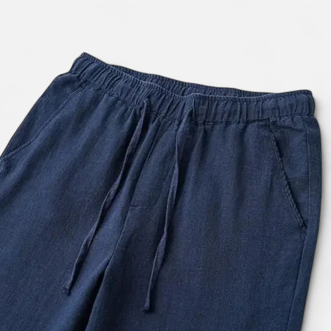 Men's Drawstring Straight-Leg Trousers with Elastic Waistband and Side Pockets