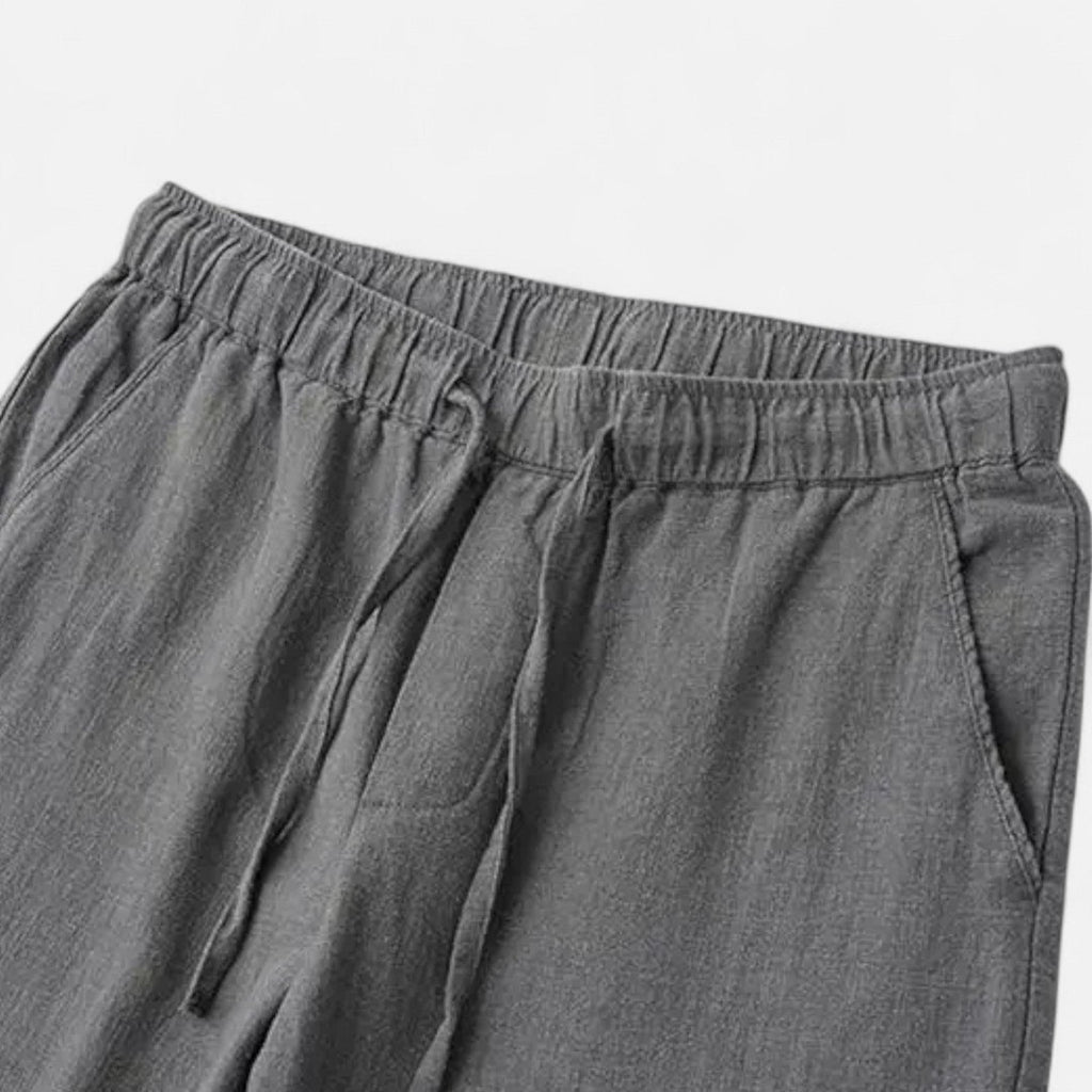 Men's Drawstring Straight-Leg Trousers with Elastic Waistband and Side Pockets