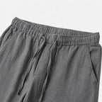 Men's Drawstring Straight-Leg Trousers with Elastic Waistband and Side Pockets