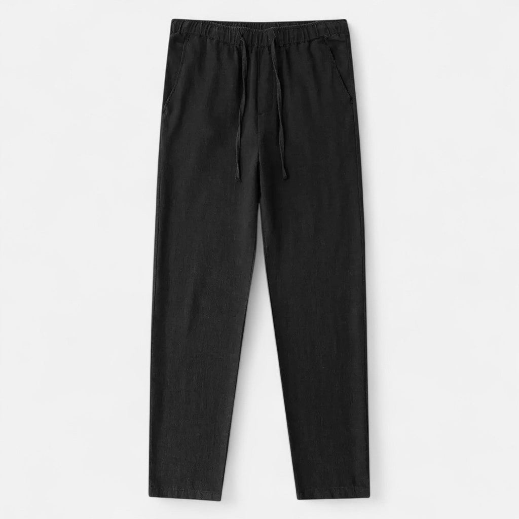 Men's Drawstring Straight-Leg Trousers with Elastic Waistband and Side Pockets