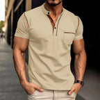 Men's Fitted Polo Shirt with Contrast Trim and Chest Pocket