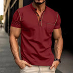 Men's Fitted Polo Shirt with Contrast Trim and Chest Pocket