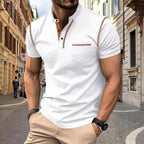 Men's Fitted Polo Shirt with Contrast Trim and Chest Pocket