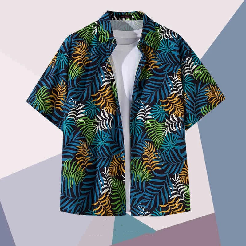 Men's Hawaiian Oversized Shirt with Camp Collar