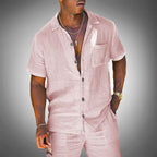 Men's Holiday Short Sleeve Shirt with Button Front and Chest Pocket