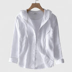 Men's Hooded Long Sleeve Shirt with Button Front
