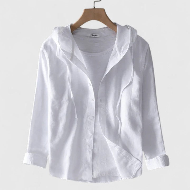 Men's Hooded Long Sleeve Shirt with Button Front