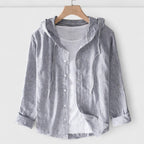Men's Hooded Long Sleeve Shirt with Button Front