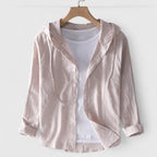 Men's Hooded Long Sleeve Shirt with Button Front