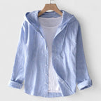 Men's Hooded Long Sleeve Shirt with Button Front