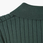 Men's Knitted Polo Shirt with Ribbed Collar and Partial Button Closure