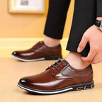 Men's Lace-Up Oxford Shoes with Perforated Panel and Contrast Sole
