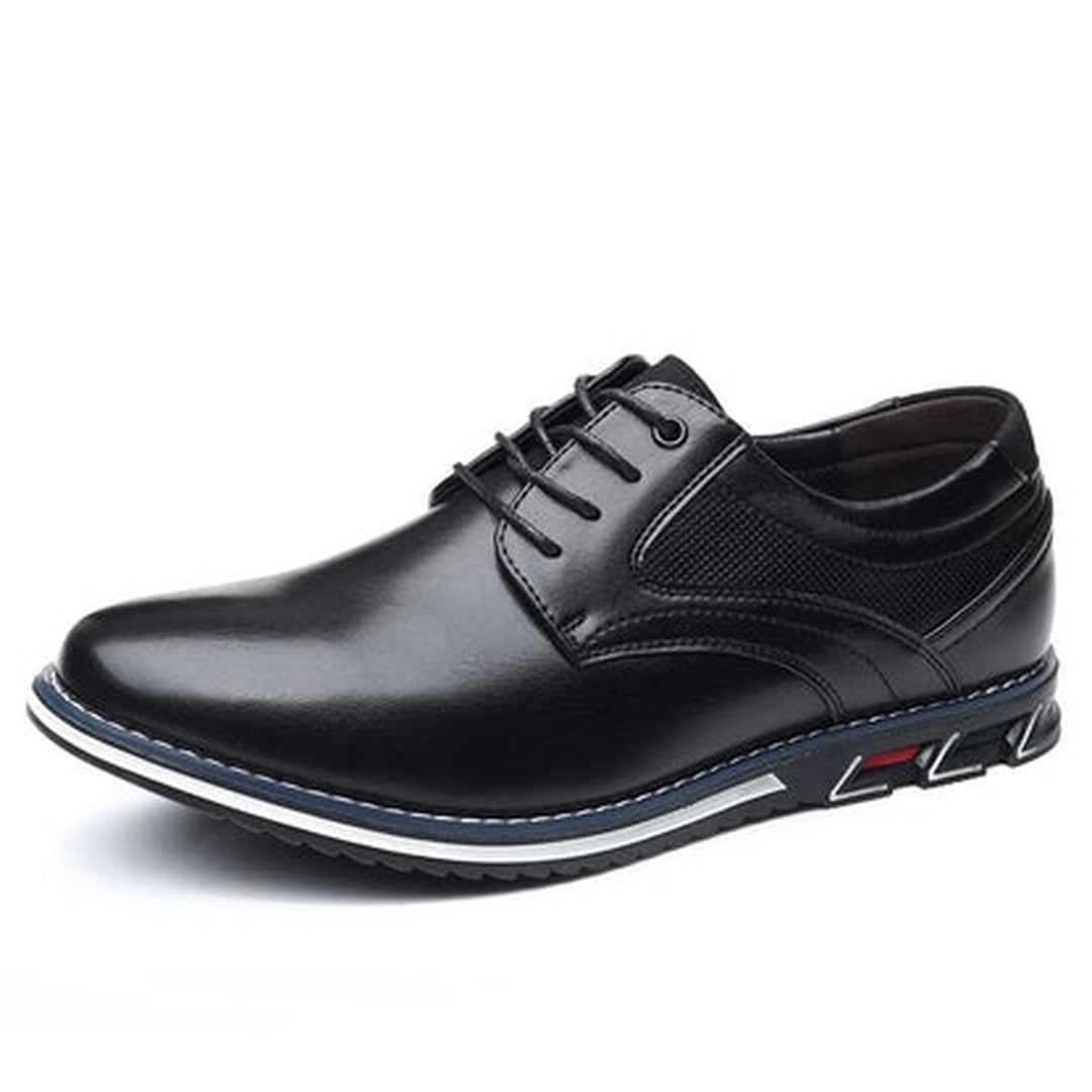 Men's Lace-Up Oxford Shoes with Perforated Panel and Contrast Sole