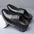 Men's Lace-Up Oxford Shoes with Perforated Panel and Contrast Sole