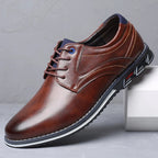 Men's Lace-Up Oxford Shoes with Perforated Panel and Contrast Sole